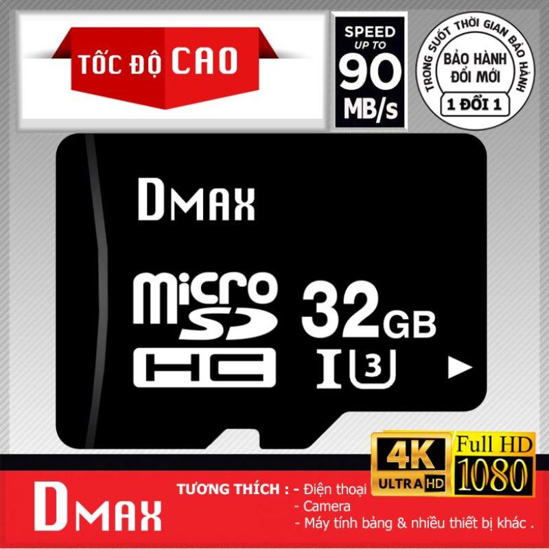 Thẻ nhớ 32GB tốc độ cao U3 , up to 90MB/s Dmax Micro SDHC class 10 - Bảo Hành 5 năm