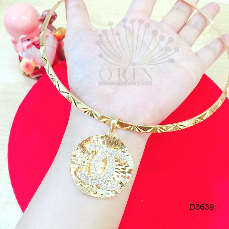 Kiềng cổ mạ vàng mặt chữ X viền tròn thời trang hiện đại ORIN AL D3639