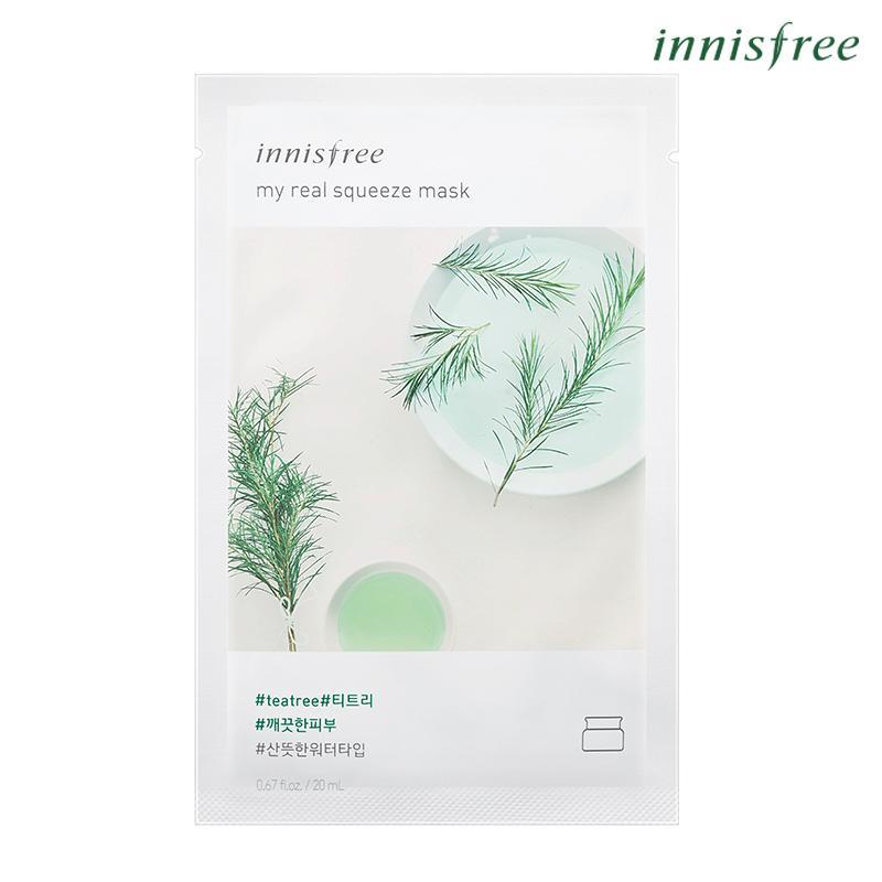 Mặt nạ giấy dưỡng ẩm & làm sáng da từ cây trà Innisfree My Real Squeeze Mask - Tea Tree 20ml nhập khẩu