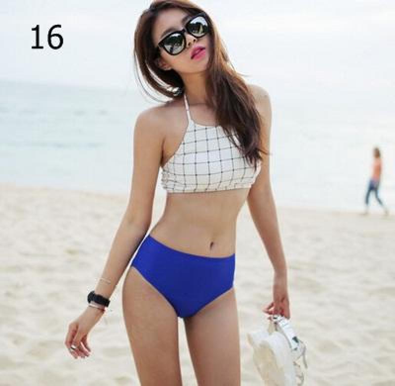 Nơi bán Bikini khoe eo thon 2 mảnh trắng xanh