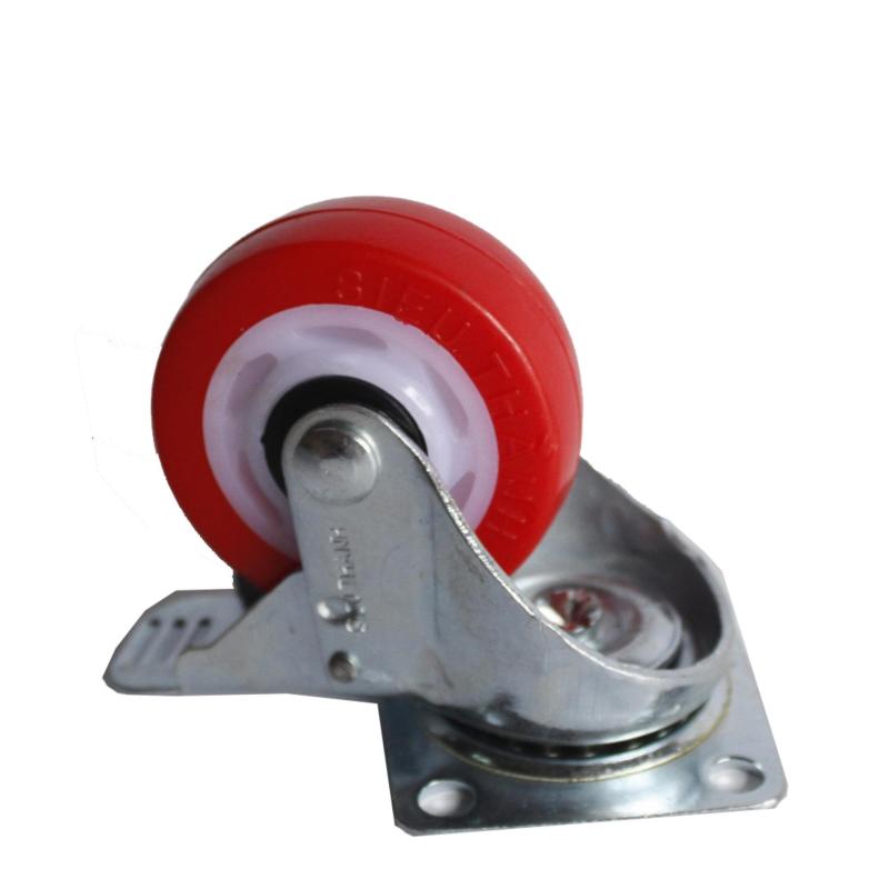Bánh xe siêu thanh Đỏ 65mm 2 vòng bi có khóa phanh ( Bộ 4 bánh xe )