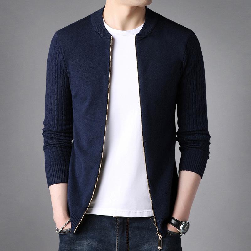Men 'S Baseball Jacket Thin Coat Knitted Cardigan Minimalism