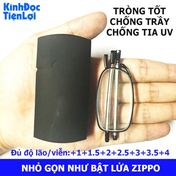 Giá bán Kính lão 1.5 độ Kính đọc gập gọn có hộp đựng - Kính đọc sách Tròng kính tốt +1.5 độ