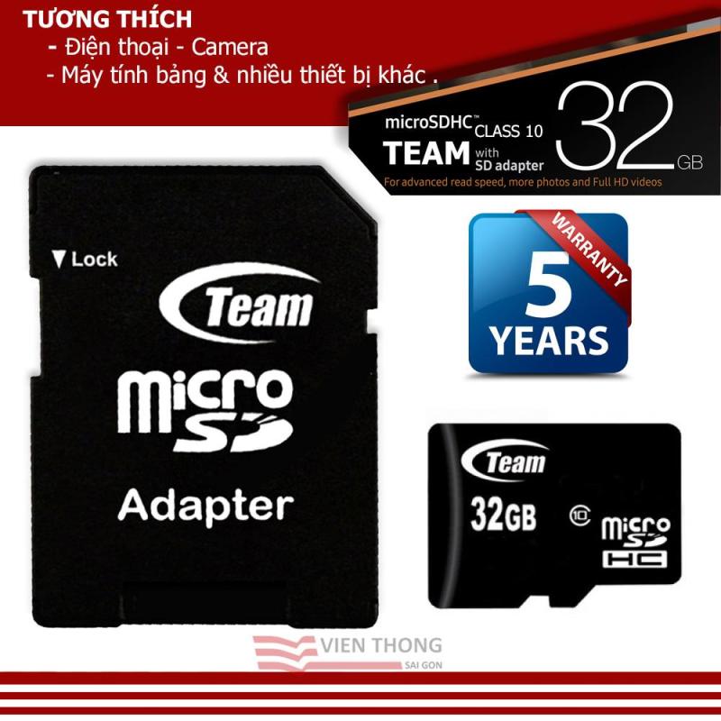 Thẻ nhớ 32GB Class10 Team Group Micro SDHC + Adapter - Hãng phân phối chính thức