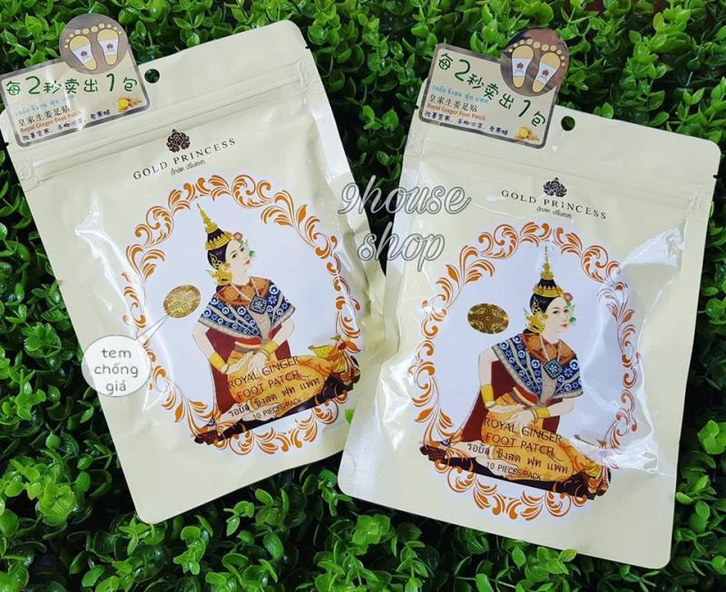 Miếng dán thải độc chân Gold Princess GỪNG - VÀNG NHẠT Thái Lan (10 miếng) nhập khẩu