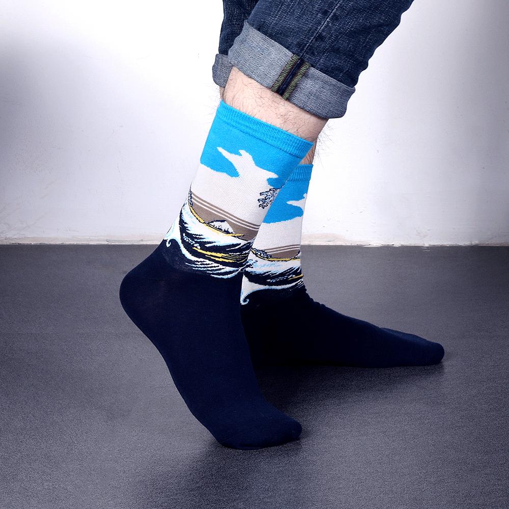 1 Pair Baru Daftar Baru Unisex Vintage Retro Lukisan Terkenal Seni Kaos Kaki Kebaruan Lucu Baru untuk Pria Wanita-Intl