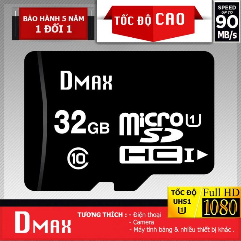 Thẻ nhớ 32GB Dmax Micro UHS1 U1 tốc độ cao upto 90MB/s SDHC class 10 - Bảo hành 5 năm