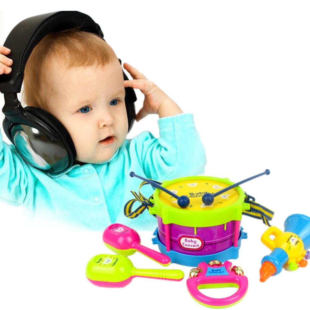 5pcs/set Baby Drum Set Baby Kids Roll Drum Musical Instruments Band Kit Educational Toy Gift Set for Children Musical Toys