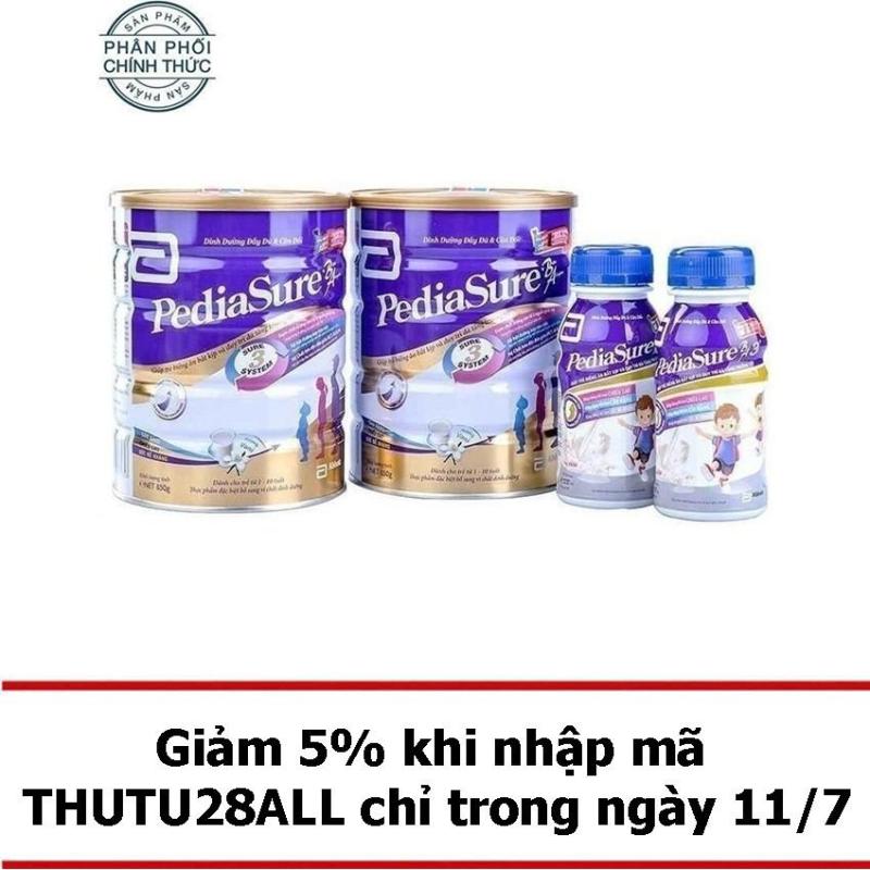 Combo Pediasure tiết kiệm gồm 2 lon sữa bột Pediasure B/A 850G + 2 chai Pediasure BA 3+ 237ml