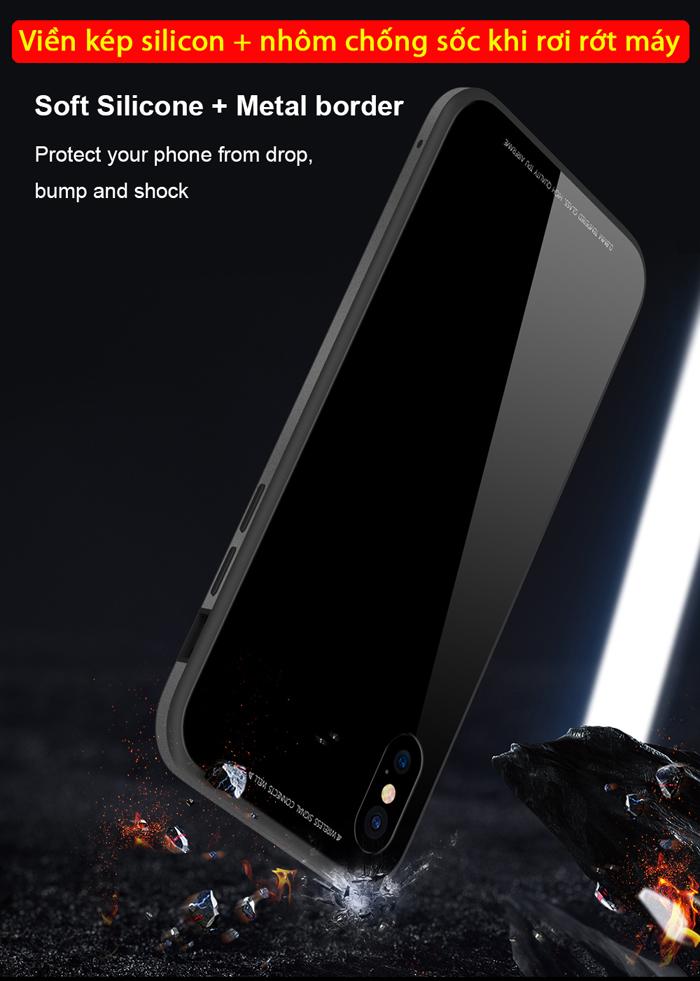 Ốp lưng Iphone X / Iphone 10 Sulada Glass 9H Metal tuyệt đẹp 3