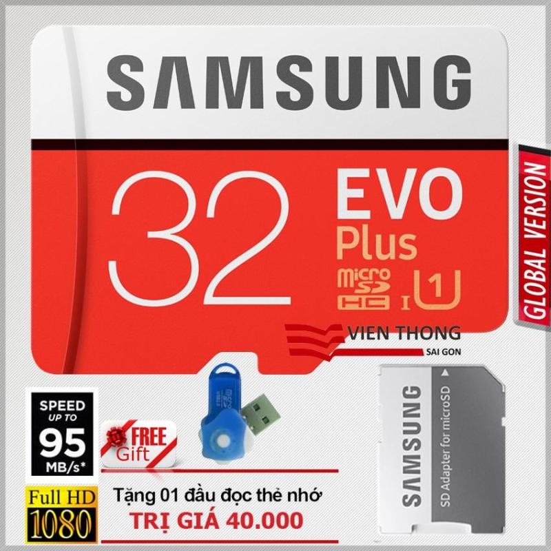 Thẻ nhớ 32gb tốc độ cao MicroSDHC Samsung EVO Plus Adapter ( Đỏ )+ Đầu đọc thẻ nhớ micro PT