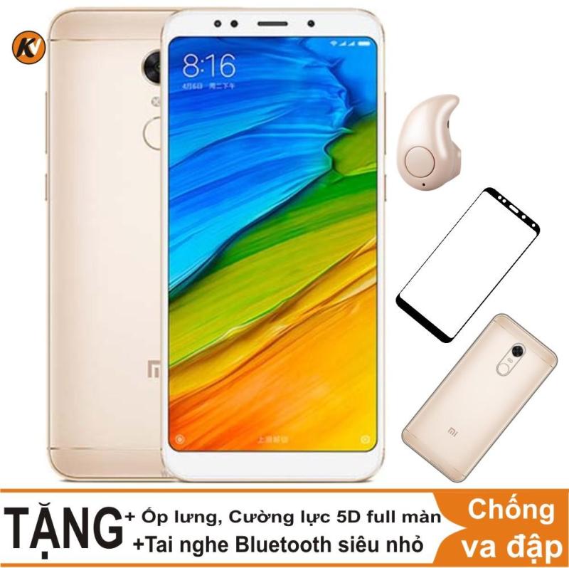 Xiaomi Redmi 5 Plus 32GB Ram 3GB Khang Nhung (Vàng) + Ốp lưng + Cường lực 5D full màn (Trắng) + Tai nghe Bluetooth siêu nhỏ