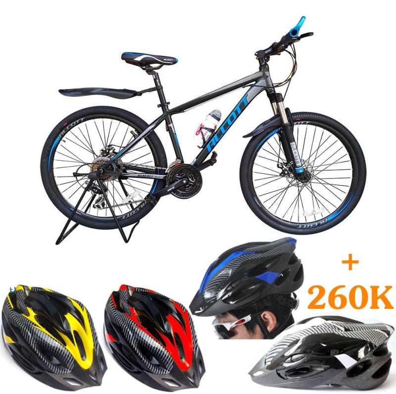 Mua Xe đạp địa hình Alcott 6100XC Black Blue + Tặng mũ bảo hiểm giả sợi carbon màu sắc ngẫu nhiên