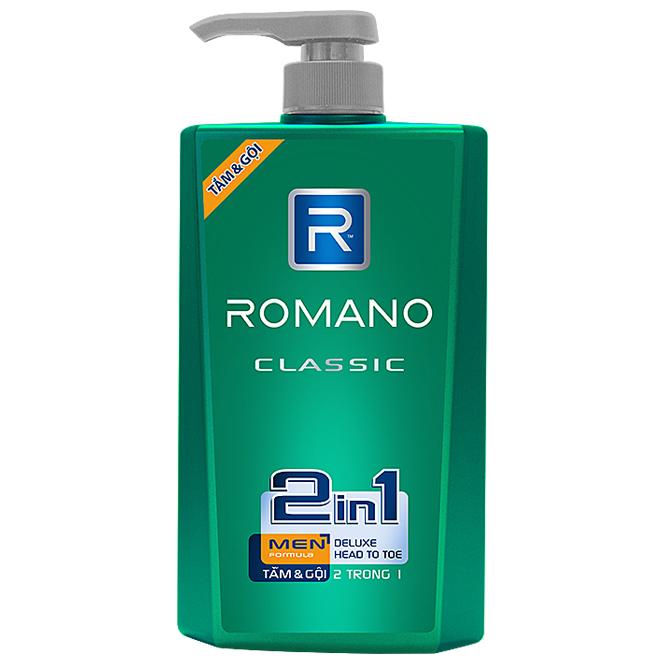 Dầu Tắm Gội 2 Trong 1 Dành Cho Nam Romano Classic (650g)