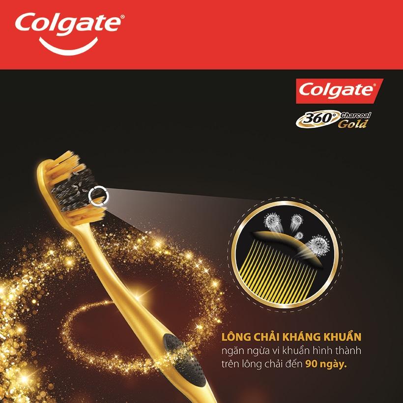 Combo 4 Bàn Chải Đánh Răng Colgate 360 Charcoal Gold sạch toàn diện