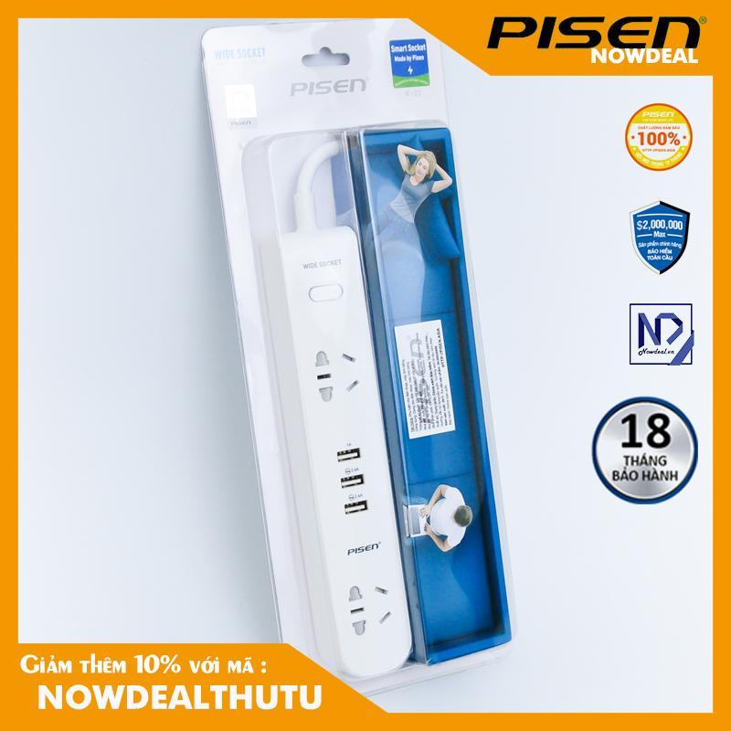 Ổ cắm điện thông minh Pisen 2AC 3USB K-23 (Trắng) - Hàng phân phối chính thức