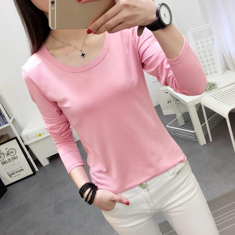 Minimalist women Slim fit spring and autumn base shirt white long-sleeved t-shirt (224 * red bean powder) Women Clothing Tops Blouse T-Shirts Minimalist women Slim fit spring and autumn base shirt white long-sleeved t-shirt (224 * red bean powder) Women Clothing Tops Blouse T-Shirts