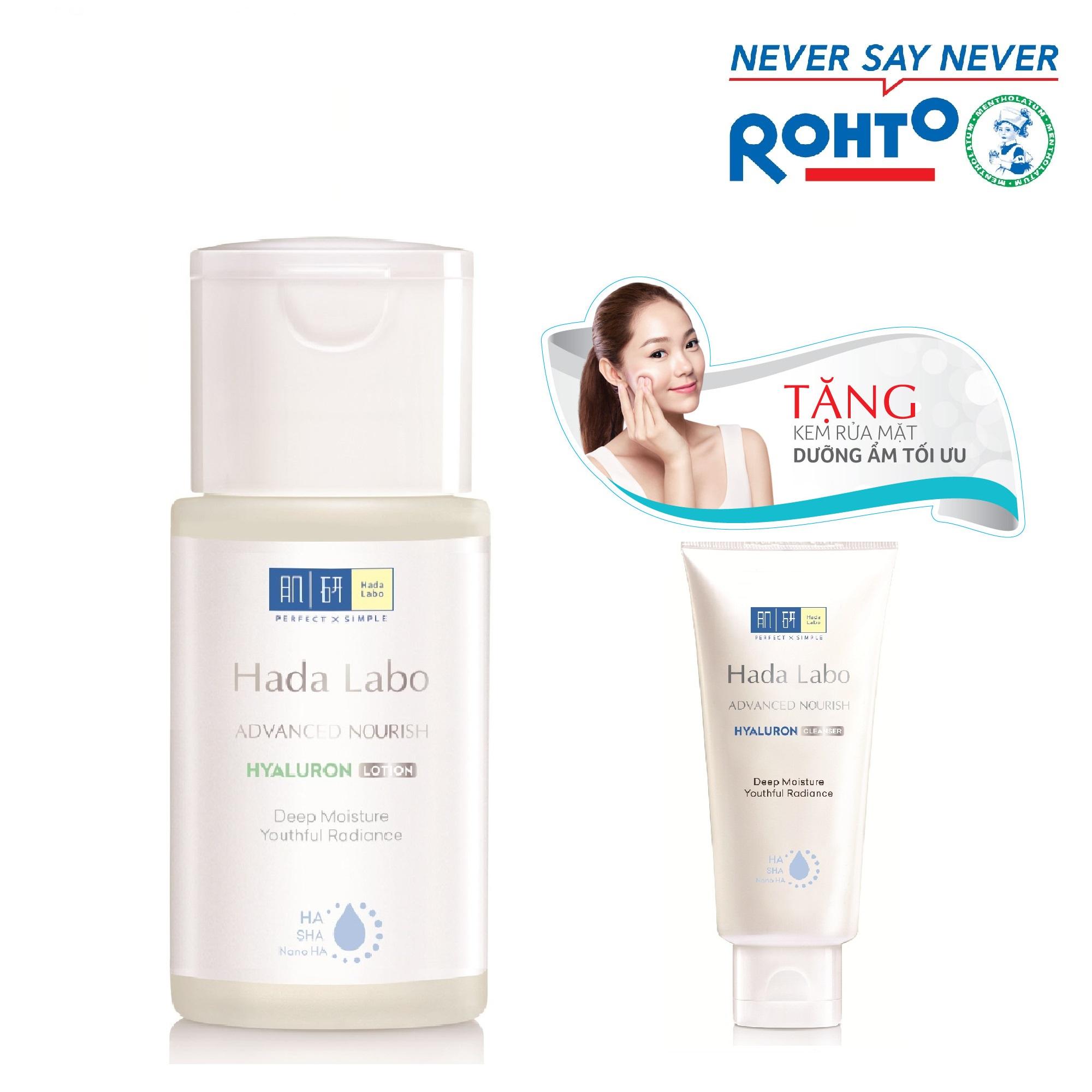 Dung dịch dưỡng ẩm tối ưu Hada Labo Advanced Nourish Lotion dùng cho da dầu 100ml + Tặng Kem rửa mặt Hada Labo 25g nhập khẩu