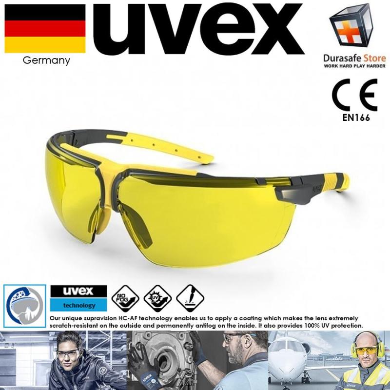 Kính Uvex 9190220 I-3 Safety Glasses Sand Frame Amber Supravision HC-AF Len