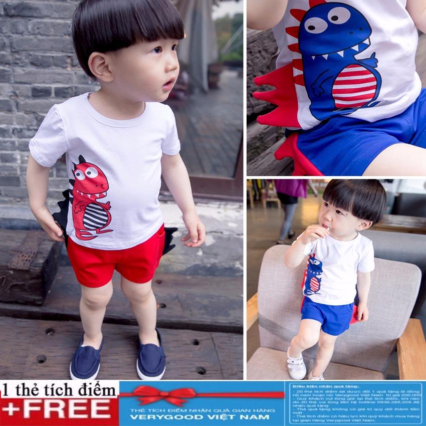 Bộ ngắn tay khủng long siêu cute cho bé trai + Tặng kèm thẻ tích điểm Verygood