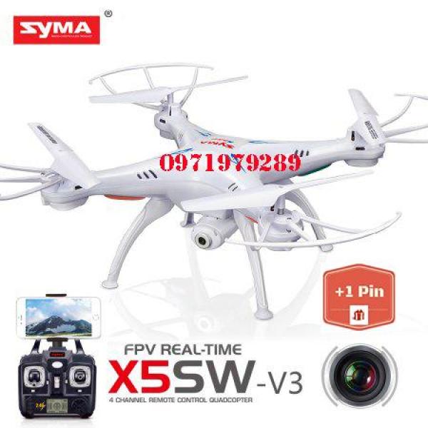 ( GỒM 2 PIN ) Máy bay điều khiển Syma X5SW WIFI FPV RC Không Đầu Chế Độ Drone với Camera HD, Syma X5SW