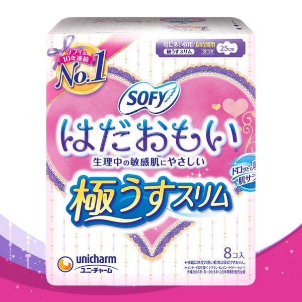 Băng vệ sinh siêu mềm mỏng Sofy Skin Comfort Ultra Thin 25cm có cánh gói 08 miếng (Nhập khẩu từ Nhật Bản) _ 8934755325046