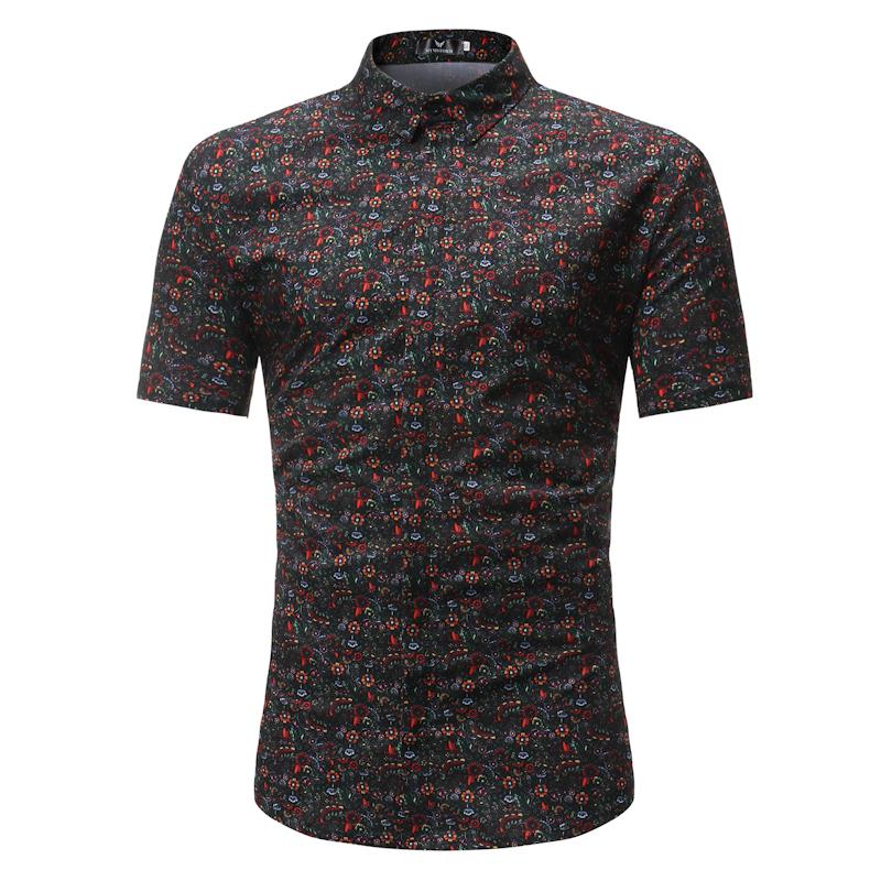 Short sleeved Flower Shirt Summer New Men Casual Fashion Large size