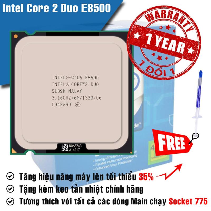 Bộ vi xử lý Intel Core 2 Duo E8500 3.16GHz, 2 lõi, Bus 1333MHz, Cache 6MB - Tặng Keo Tản Nhiệt.