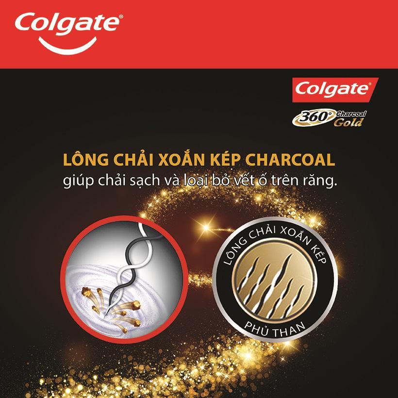 Combo 4 Bàn Chải Đánh Răng Colgate 360 Charcoal Gold sạch toàn diện