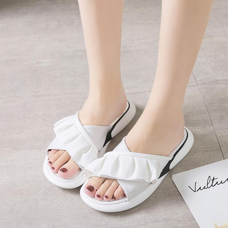 Sandal wanita pakaian luar merah 2019 model baru netral Musim panas perasaan gadis ins modis sendal adem Sandal selop Sepatu malas