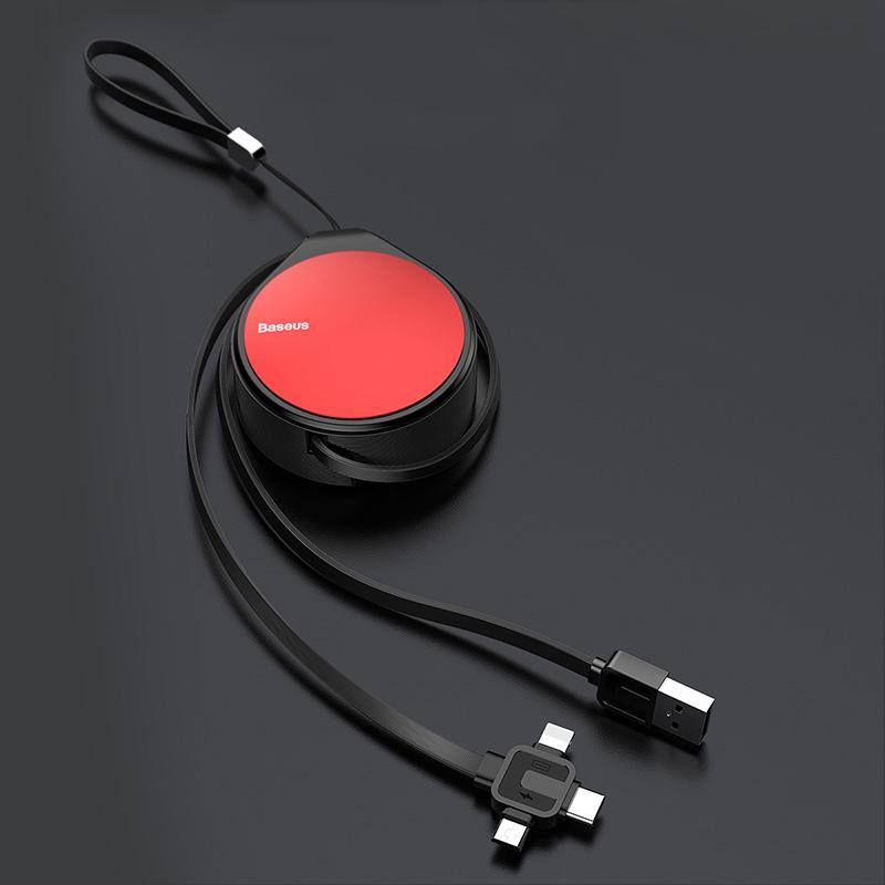 Baseus Retractable USB Cable For iPhone X 8 7 6 Data Charging Charger Wire Cord 3 In 1 Micro USB Cable USB Type C Cable Adapter - intl