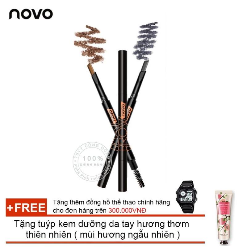 Chì kẻ mày ngang 2 đầu NoVo Makeup Seduce 5090 + Tặng tuýp kem dưỡng da tay hương thơm thiên nhiên ( Đơn hàng mỹ phẩm trên 300k tặng thêm 1 đồng hồ thể thao như quảng cáo )