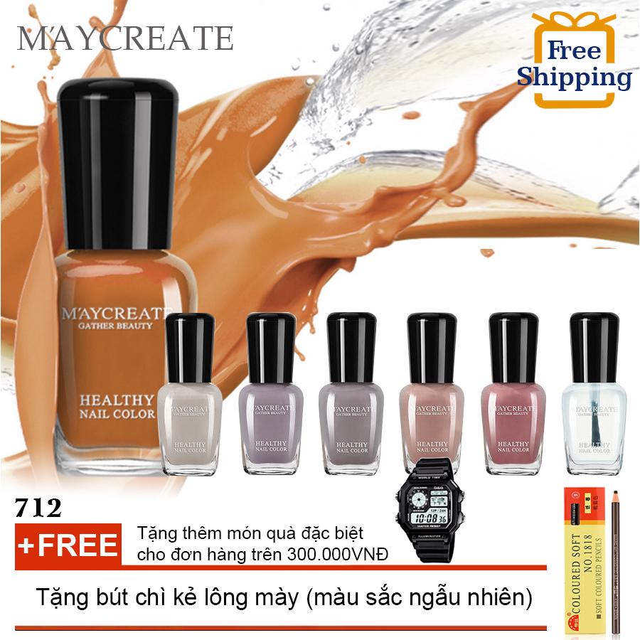 Bộ 12 lọ sơn móng tay màu cao cấp Maycreate + Tặng bút chì kẻ lông mày ( Đơn hàng mỹ phẩm trên 300k tặng thêm 1 đồng hồ thể thao như quảng cáo )(OEM)