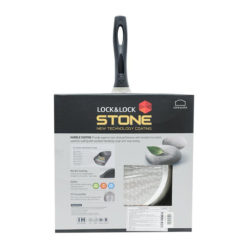 Chảo vân đá sâu lòng Lock&Lock Stone LCA6285D 28cm vung kính dùng bếp từ