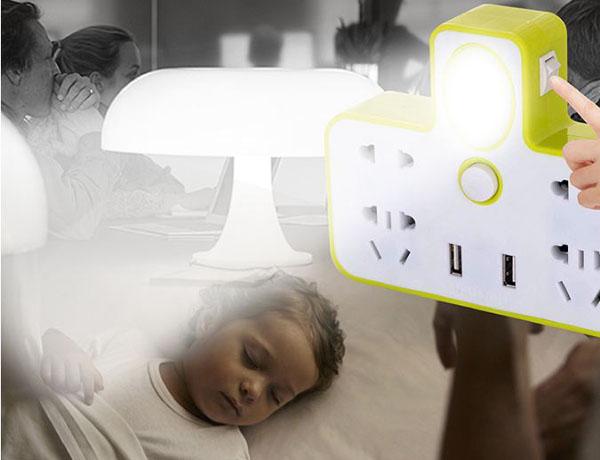 Ổ cắm điện đa năng kiêm đèn ngủ 2 cổng usb