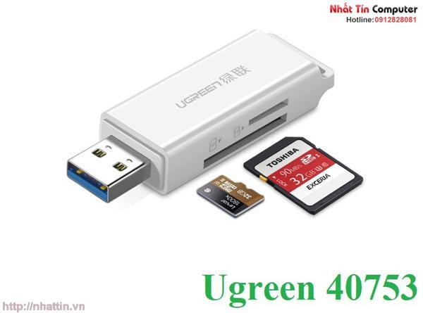 Đầu đọc thẻ SD/TF chuẩn USB 3.0 Ugreen 40753 chính hãng