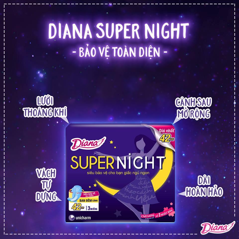 Băng vệ sinh ban đêm Diana Super Night 42 cm nhập khẩu