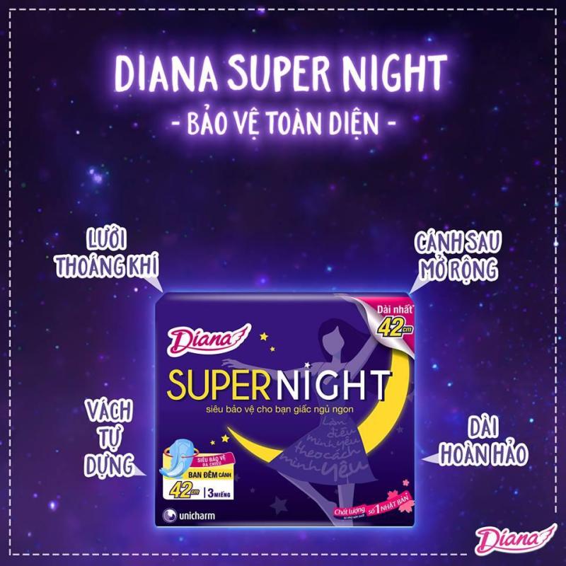 Băng vệ sinh ban đêm Diana Super Night 42 cm