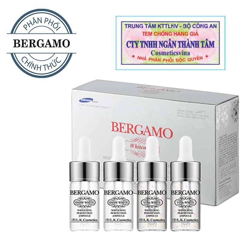 Set 4 siêu tinh chất dưỡng trắng Bergamo Snow White & Vita-White Whitening Perfection Ampoule 4 lọ ( HÀNG CHÍNH HÃNG )