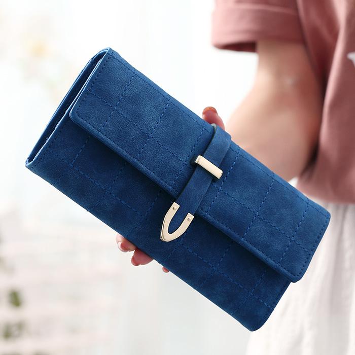 2018 Model Baru Pasang Kepribadian Modis Dompet Model Panjang Warna Polos Versi Korea Murid Kapasitas Besar Wanita Minimalis Dalam Dompet
