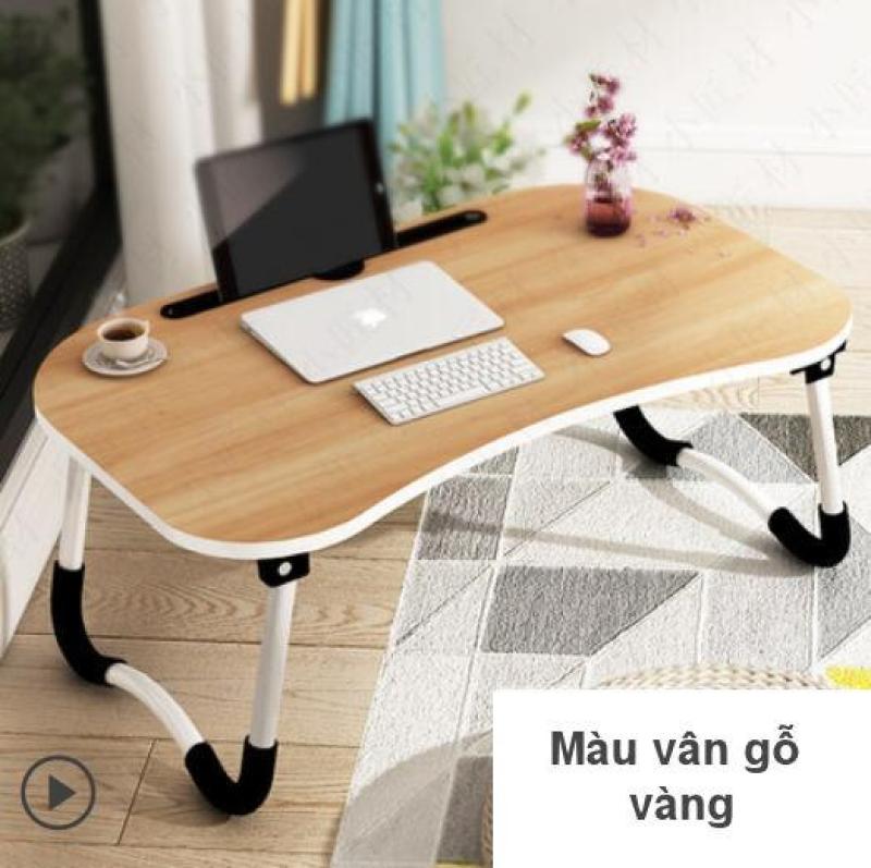 Bàn Laptop, bàn học mặt gỗ, chân kim loại chống trơn trượt, có chỗ để điện thoại đa năng tiện lợi