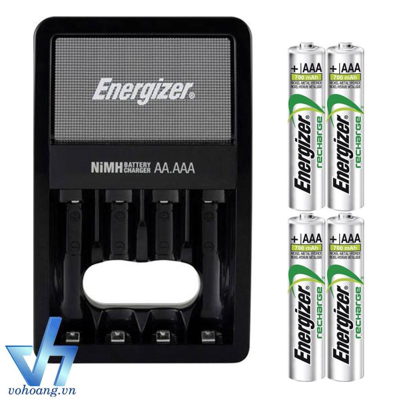 Bộ sạc Energizer Charger kèm 4 pin Ener AAA 700mAh, tự ngắt sạc