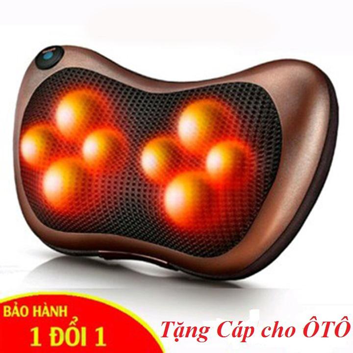Gối MASSAGE Hồng Ngoại 8 BI - Hàng Nhập Khẩu - Tặng Cáp cho Ôto