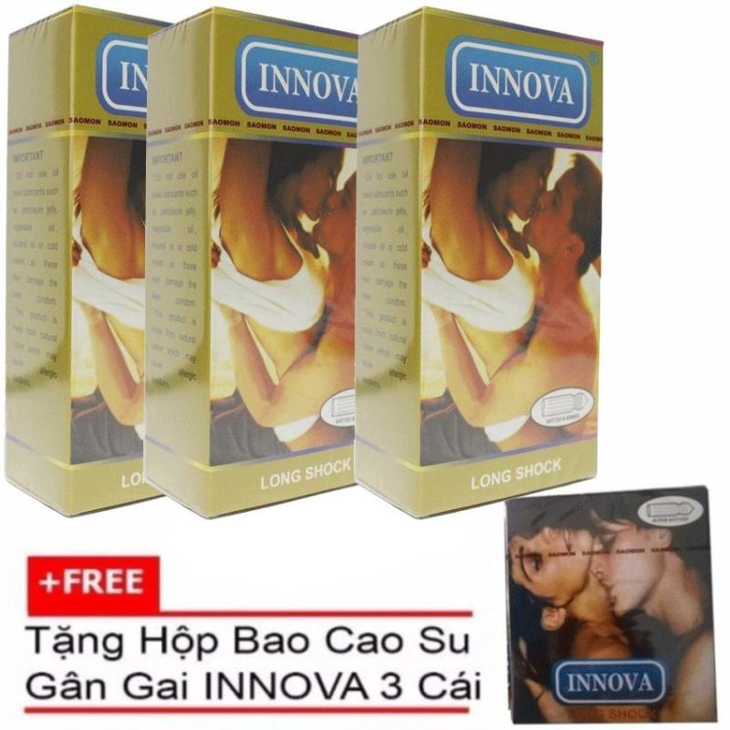 Bộ 3 hộp bao cao su gân gai INNOVA 12 bao + Tặng bao cao su gân gai Innova 3 bao (vàng)