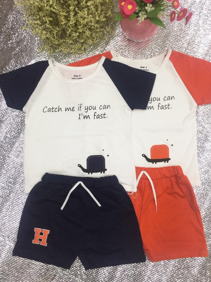 Bộ cotton hình rùa cho bé gái, bé trai BK4 loại đẹp + Tặng kèm thẻ tích điểm Trangstore