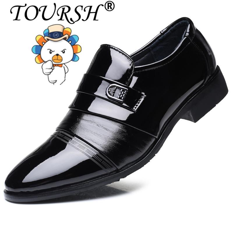 TOURSH Formal Sepatu Kantor Dress Suit Sepatu Gaya Italia Pernikahan Kasual Sepatu Derby Sepatu Pria Sepatu