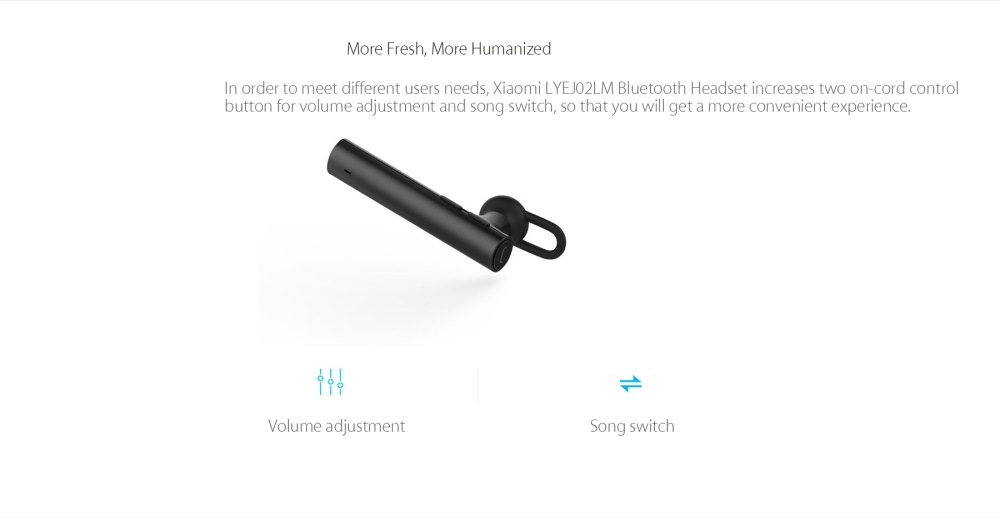 Original Xiaomi Mi LYEJ02LM Bluetooth Headset Built-in Mic Multifunctional On-cord Control