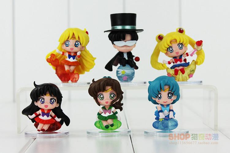 Baru 6 Pcs/lot 6 Cm Anime Sailor Moon Tsukino Tuksedo Usagi Masker Mercury Mars Jupiter Venus Liontin Gantungan Kunci Action Figure Mainan-Internasional