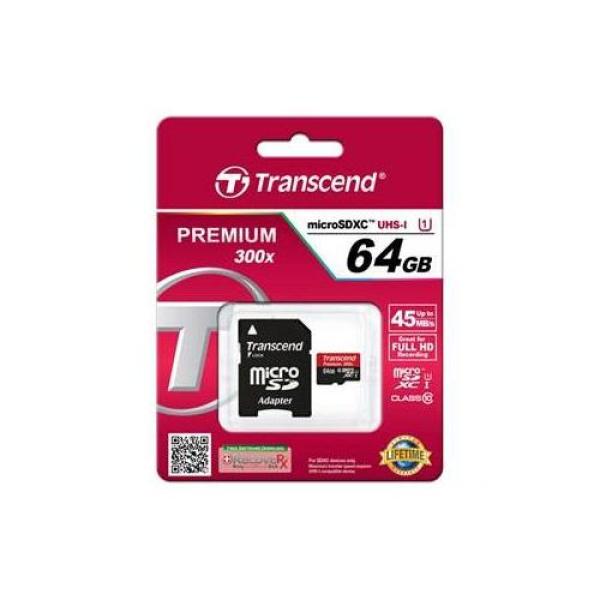 Thẻ nhớ Transcend 64GB MicroSDHC Class10 U1 có adapter_TS64GUSDU1