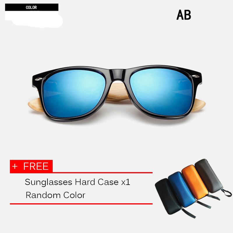 10 warna Sunglasses kayu pria wanita persegi kacamata bambu Designer cermin Sun Glasses untuk pria wanita Oculos de sol Masculino - intl 